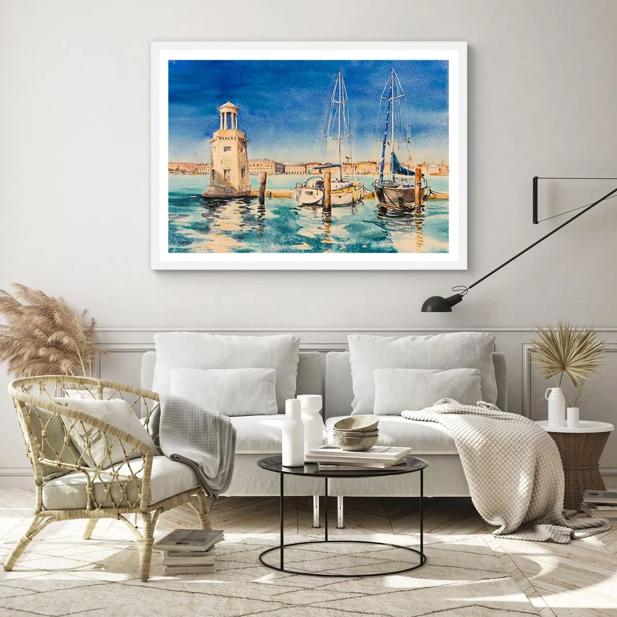 Poster in einem weißen Rahmen - Sonnige Lagune - 70x50 cm