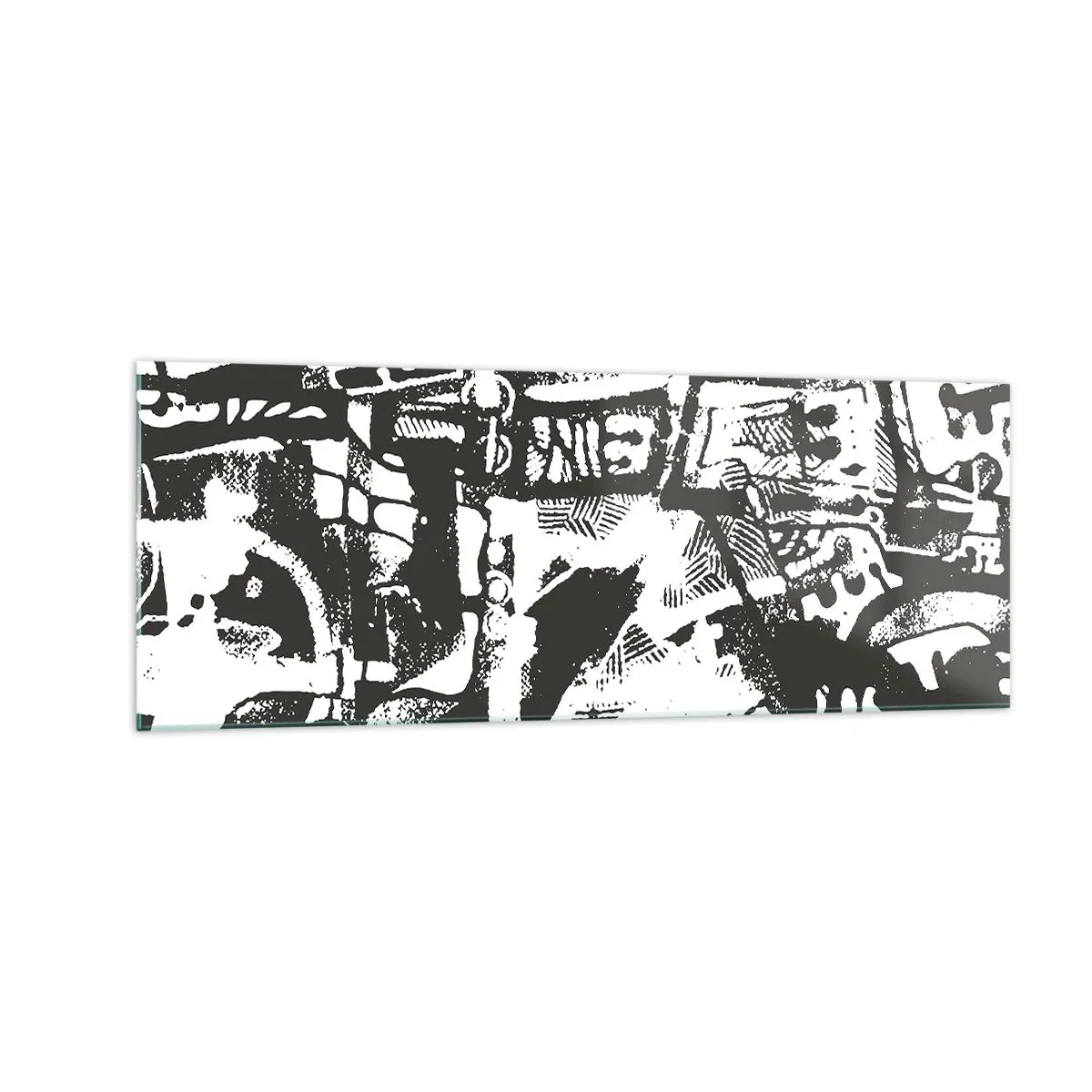 Glasbild - Bild auf glas - Abstraktes monochromes Retro-Muster - 140x50cm - Ordnung oder Chaos? - Moderne Wanddekoration für Wohnzimmer und Schlafzimmer ARTTOR