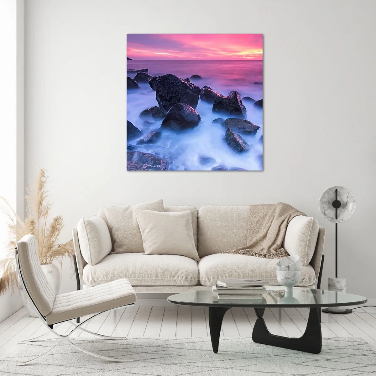 Glasbild - Bild auf glas - Geburt bei Licht und Nebel - 60x60 cm