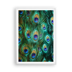 Poster in einem weißen Rahmen - Ein Blick mit Pfauenaugen - 70x100 cm