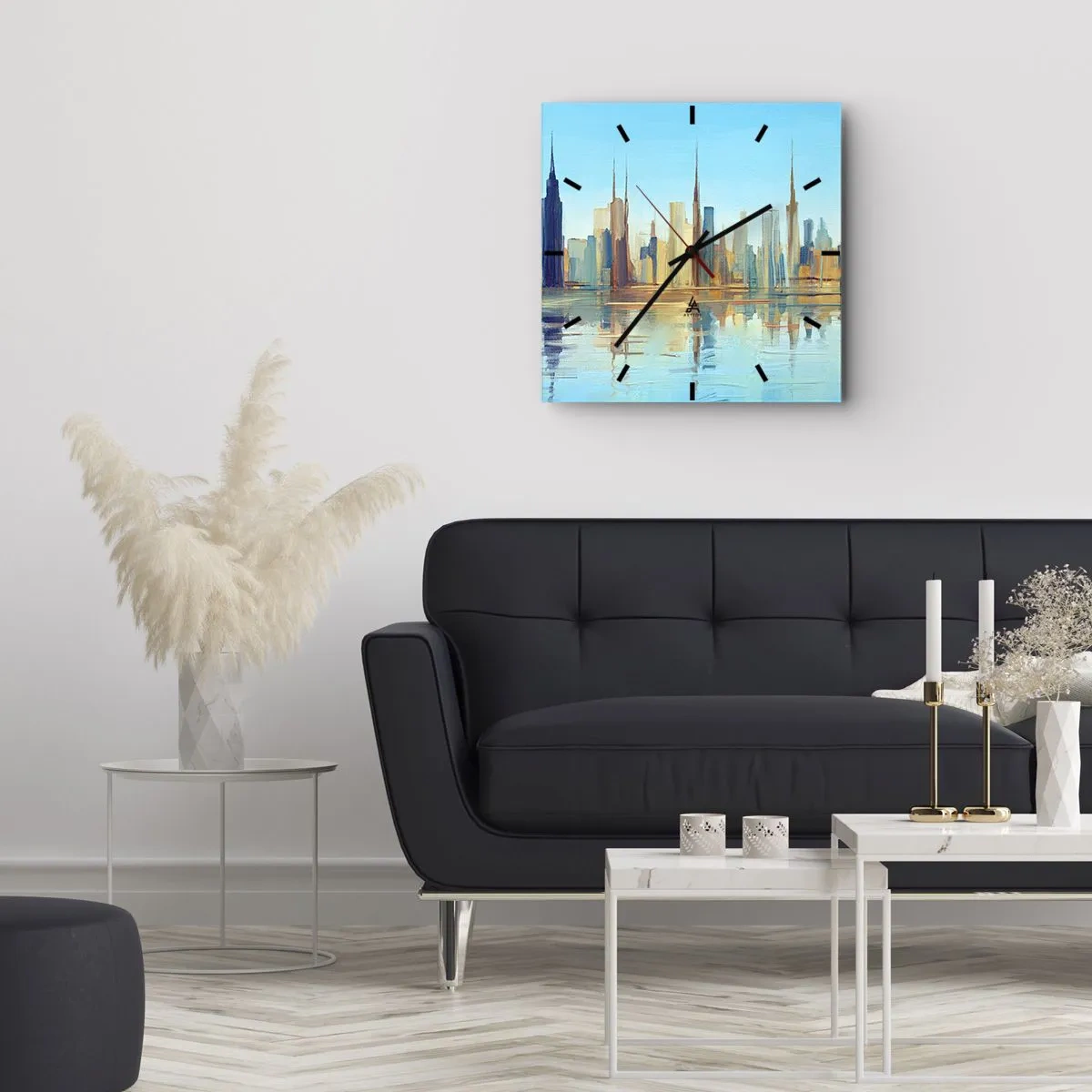 Wanduhr - Glasuhr - Sonnige Metropole - 40x40 cm