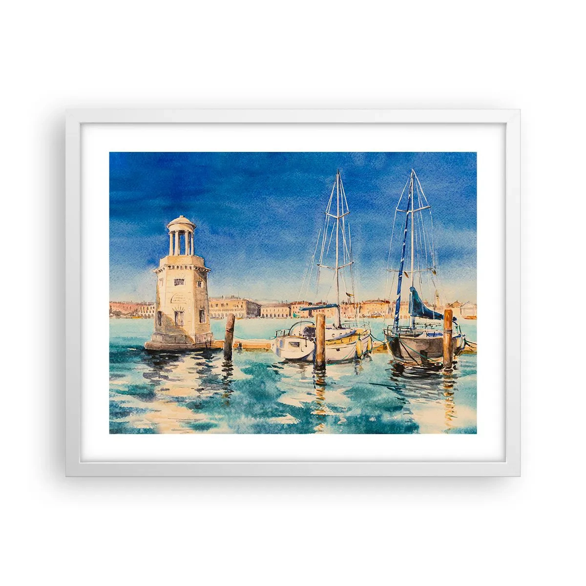 Poster in einem weißen Rahmen - Sonnige Lagune - 50x40 cm