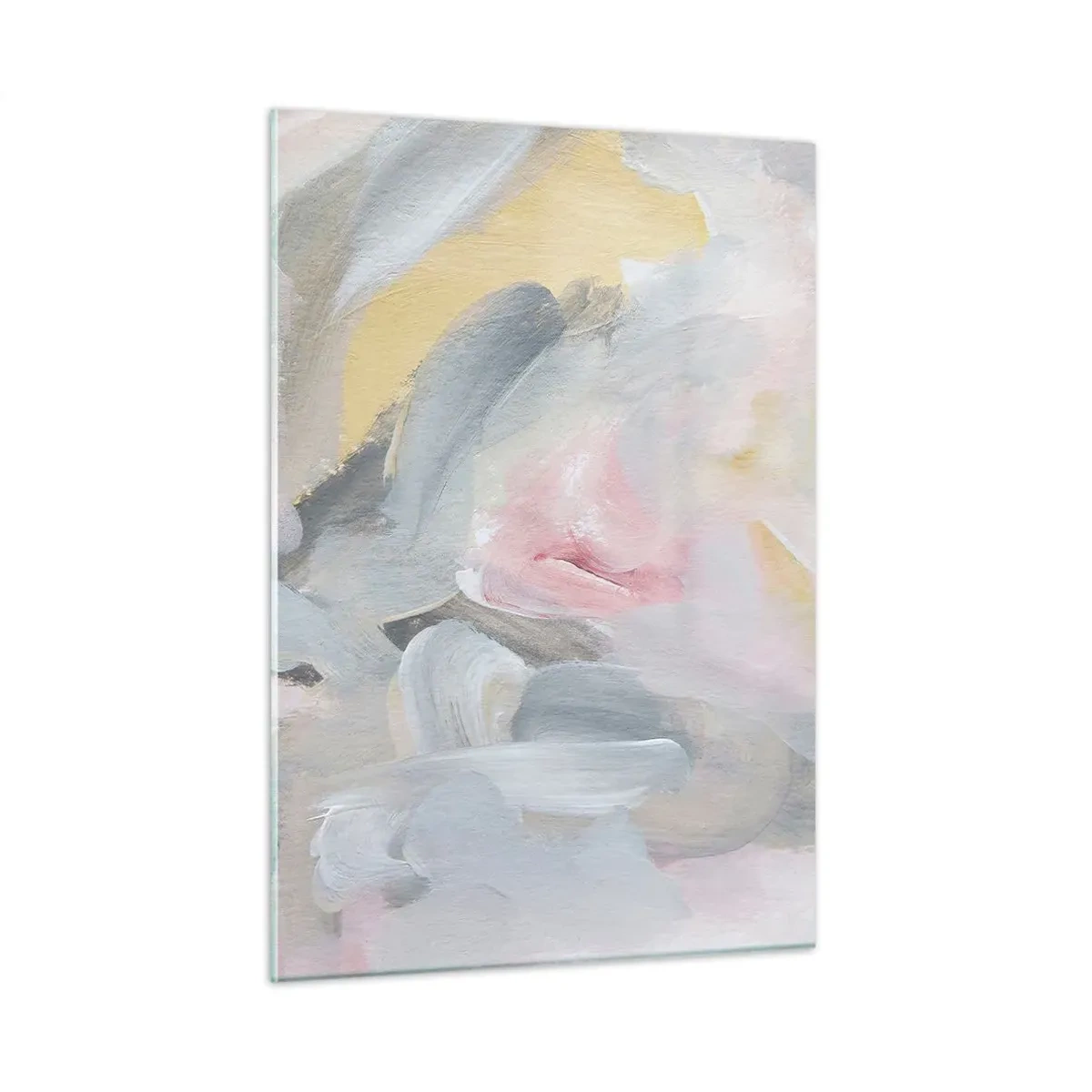 Glasbild - Bild auf glas - Abstrakte Komposition in Pastellfarben - 50x70cm - In einer Pastellwelt - Moderne Wanddekoration für Wohnzimmer und Schlafzimmer ARTTOR