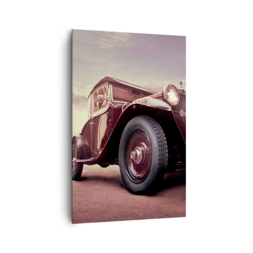 Bild auf Leinwand - Leinwandbild - Ein Oldtimer im klassischen Stil vor dem Himmel - 80x120cm - Gehen wir zurück wie in alten Zeiten ... - Moderne Wanddekoration für Wohnzimmer und Schlafzimmer ARTTOR