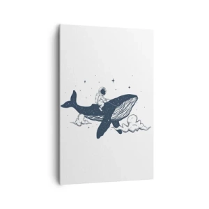 Bild auf Leinwand - Leinwandbild - Astronaut auf einem im Weltraum schwebenden Wal - 80x120cm - Weltraumabenteuer - Moderne Wanddekoration für Wohnzimmer und Schlafzimmer ARTTOR