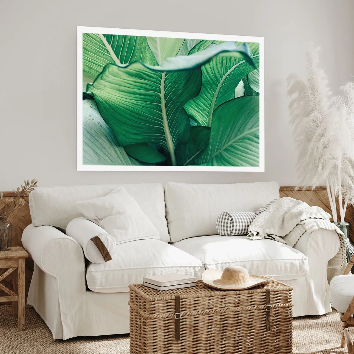 Poster - Grüne Blätter mit ausdrucksstarken Details und Struktur - 100x70cm - Intensiv grünes Leben - Moderne Wanddekoration für Wohnzimmer und Schlafzimmer ARTTOR