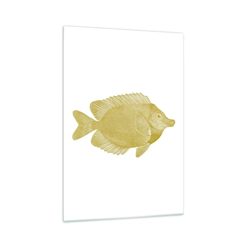 Glasbild - Bild auf glas - Vintage Goldfisch auf hellem Hintergrund - 70x100cm - Fisch und das war’s - Moderne Wanddekoration für Wohnzimmer und Schlafzimmer ARTTOR