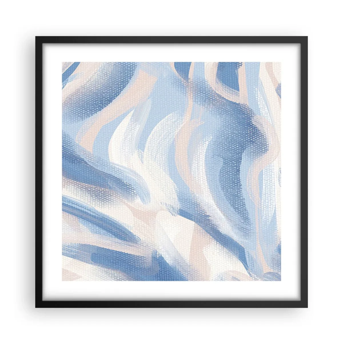 Poster in einem schwarzem Rahmen - Blaue Wellen - 50x50 cm