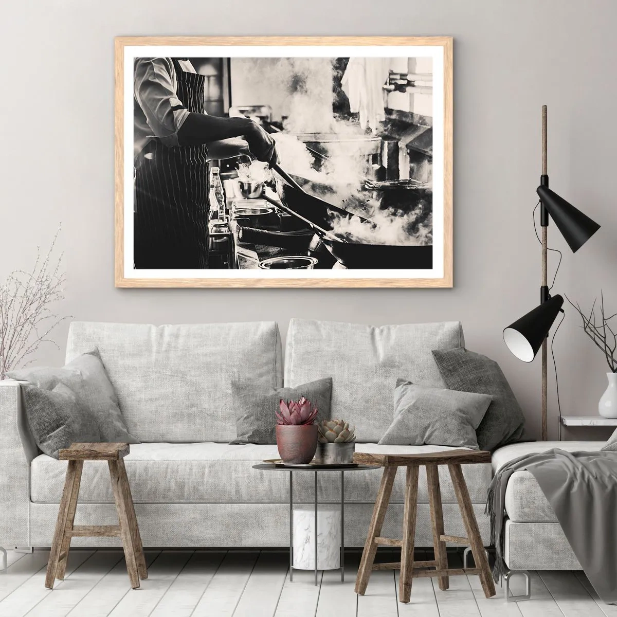 Poster in einem Rahmen aus heller Eiche - Alchemie der Aromen - 70x50 cm