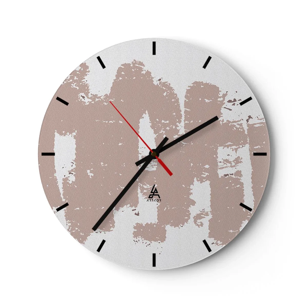 Wanduhr - Glasuhr - Texturale Abstraktion in Puderrosatönen - 30x30cm - Abstraktion in zartem Rosa - Moderne Wanddekoration für Wohnzimmer, Küche und Schlafzimmer ARTTOR
