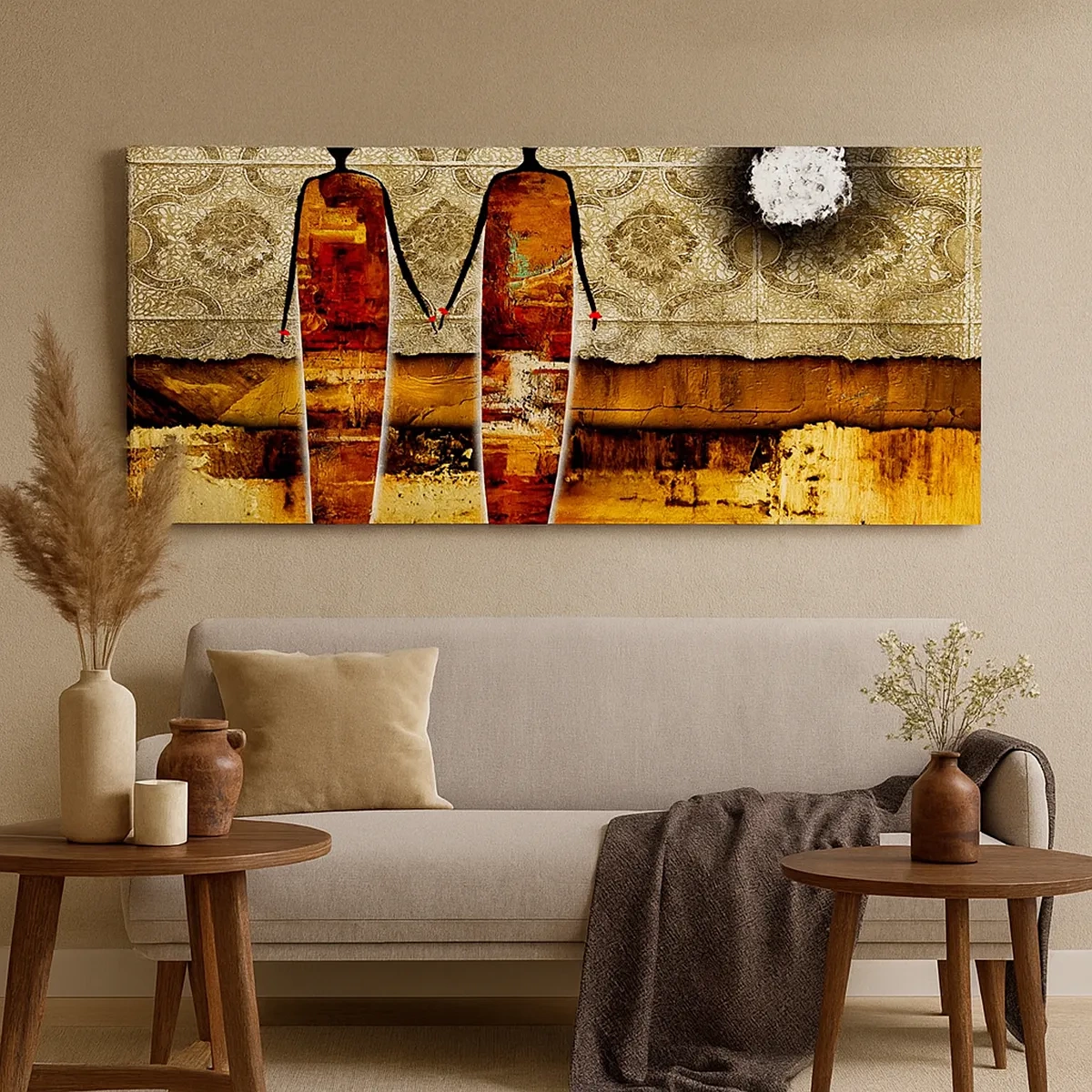 Bild auf Leinwand - Leinwandbild - Ethnische Zusammensetzung in den Farben Afrikas - 30x30 cm