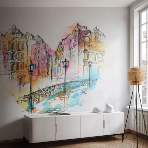 Fototapete Premium Sand - Das Herz der Stadt - Stadt, Die Architektur, Brücke - 100x70 cm