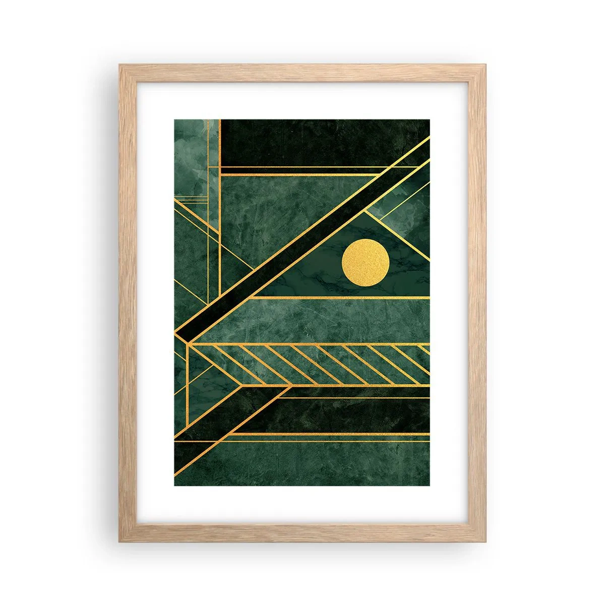 Poster in einem Rahmen aus heller Eiche - Dynamik von Gold und Azurblau - 30x40 cm