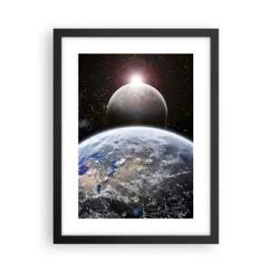 Poster in einem schwarzem Rahmen - Weltraumlandschaft - Sonnenaufgang - 30x40 cm