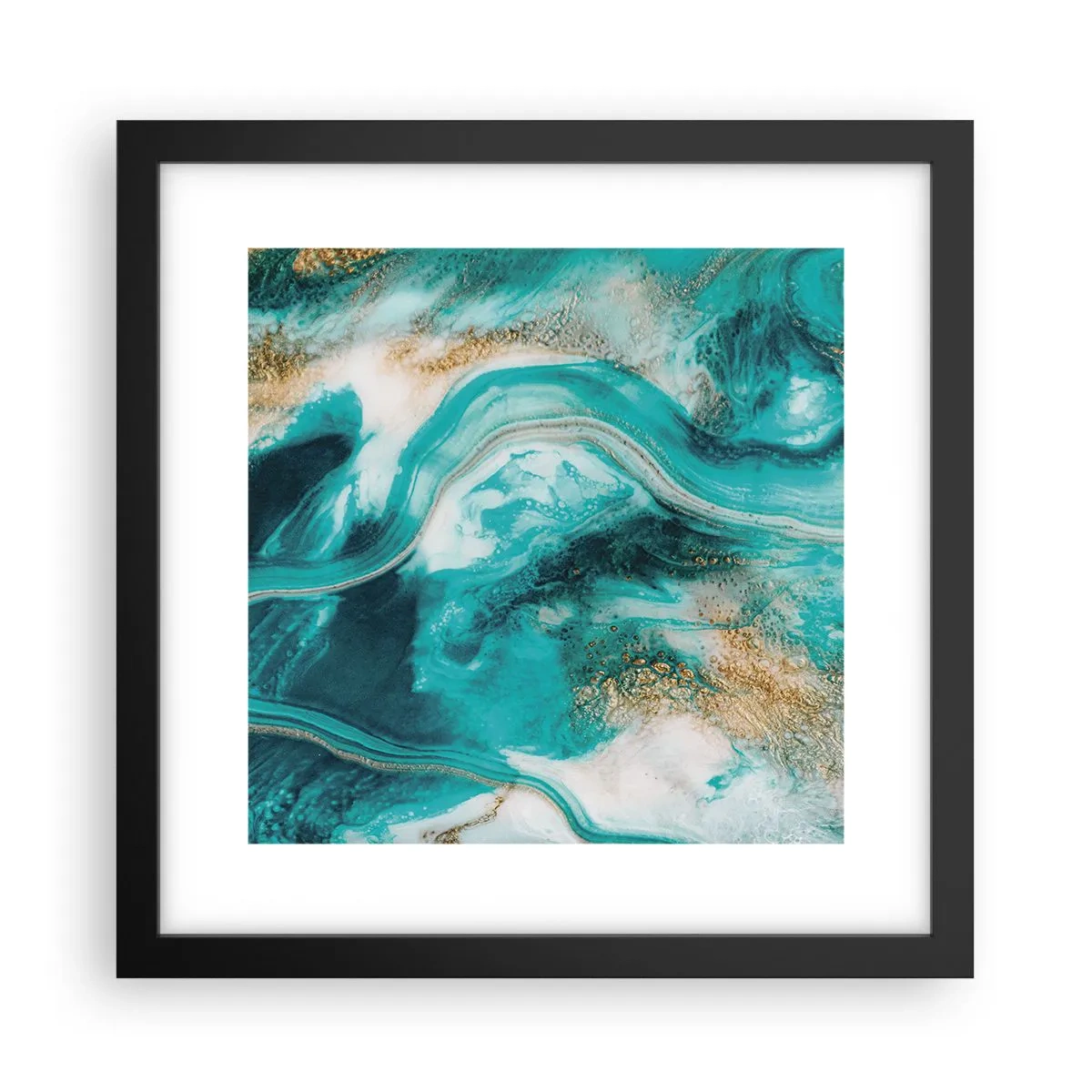Poster in einem schwarzem Rahmen - Der Fluss aus Gold - 30x30 cm