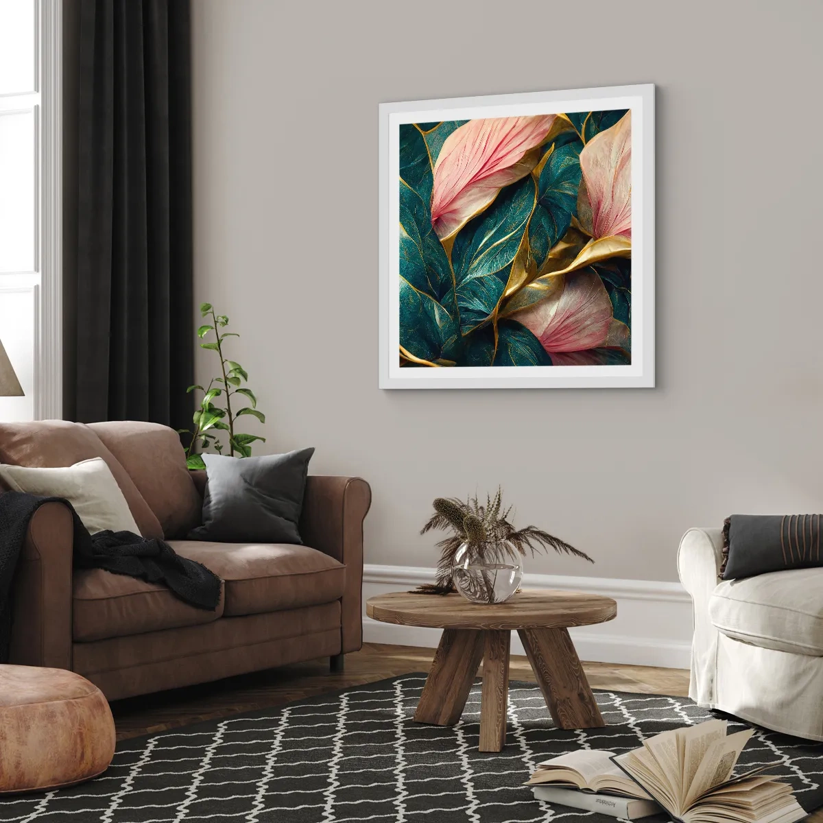 Poster in einem weißen Rahmen - Natürliche Eleganz und Stil - 60x60 cm