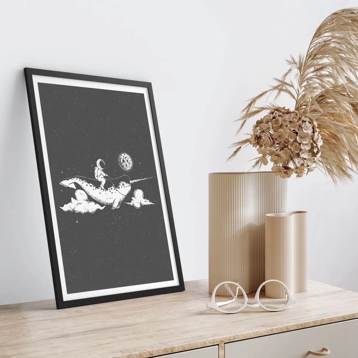 Poster in einem schwarzem Rahmen - Weltraumreiter - 40x50 cm