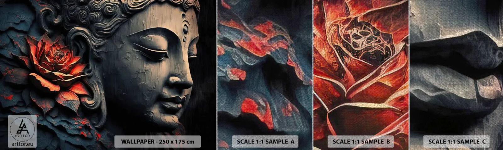 Fototapeten Muster Premium Canvas - Im Einklang mit der Welt - Buddha, Indien, Meditation - 100x30 cm