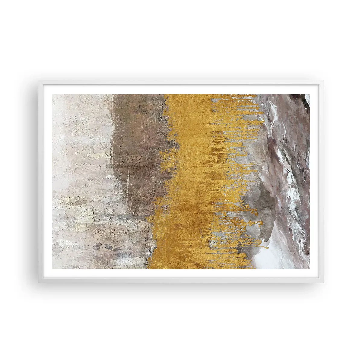 Poster in einem weißen Rahmen - Goldene Explosion - 100x70 cm