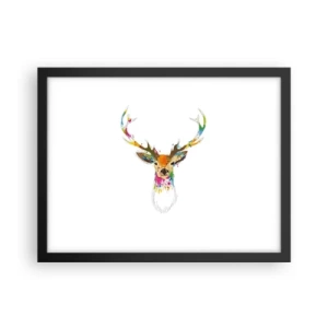 Poster in einem schwarzem Rahmen - Ein mildes Reh in Farbe getaucht - 40x30 cm