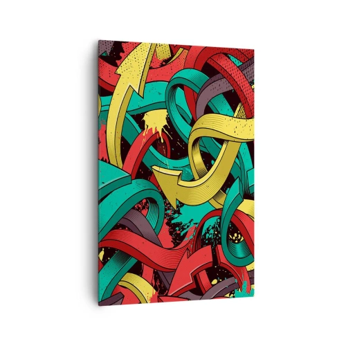 Bild auf Leinwand - Leinwandbild - Abstrakte Pfeile in leuchtenden Farben schaffen Chaos - 80x120cm - Welcher Weg zum Ziel? - Moderne Wanddekoration für Wohnzimmer und Schlafzimmer ARTTOR