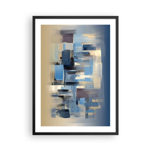 Poster in einem schwarzem Rahmen - Abstrakte geometrische Komposition in Blautönen - 50x70cm - Blaue Konstruktion - Moderne Wanddekoration für Wohnzimmer und Schlafzimmer ARTTOR