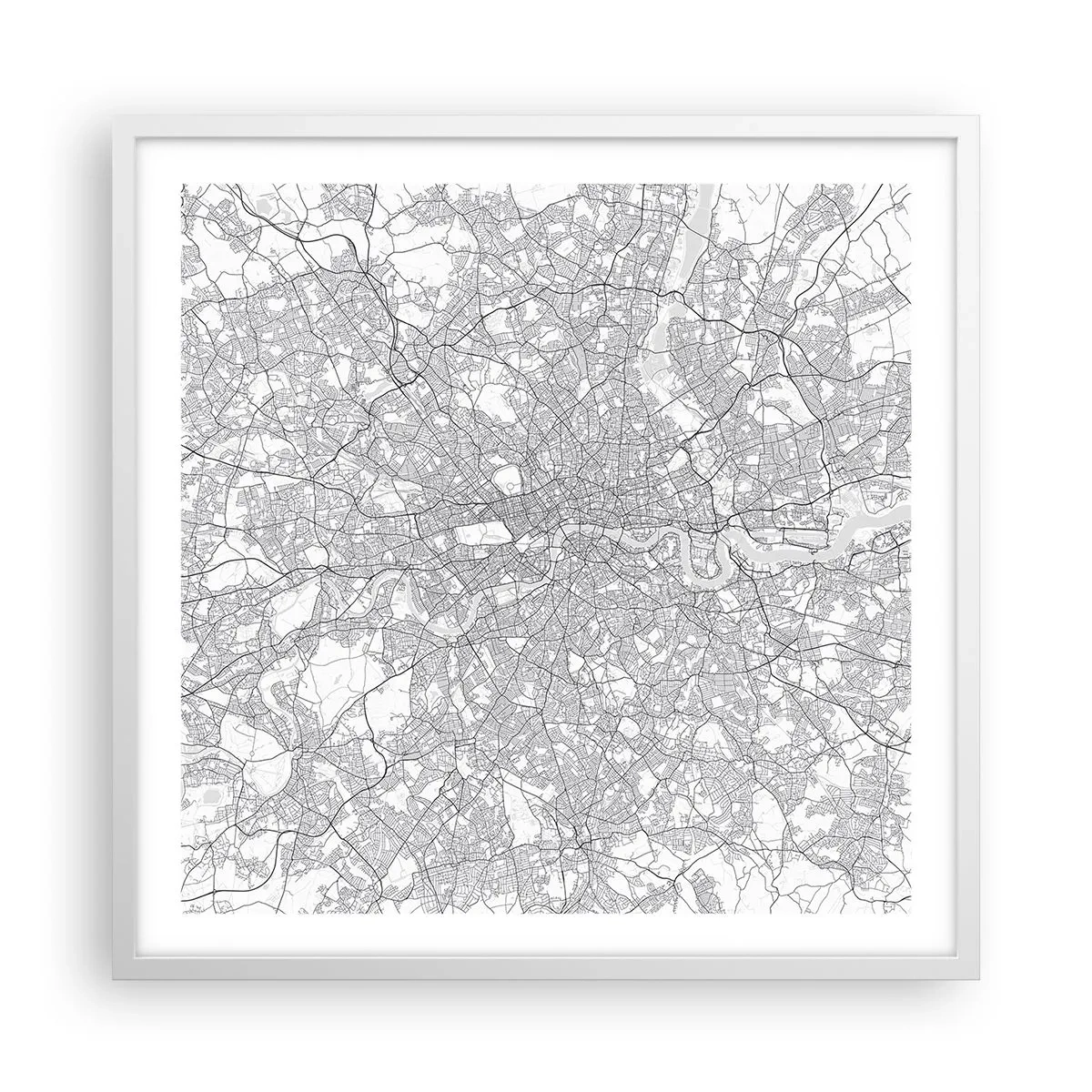Poster in einem weißen Rahmen - Karte des Labyrinths von London - 60x60 cm