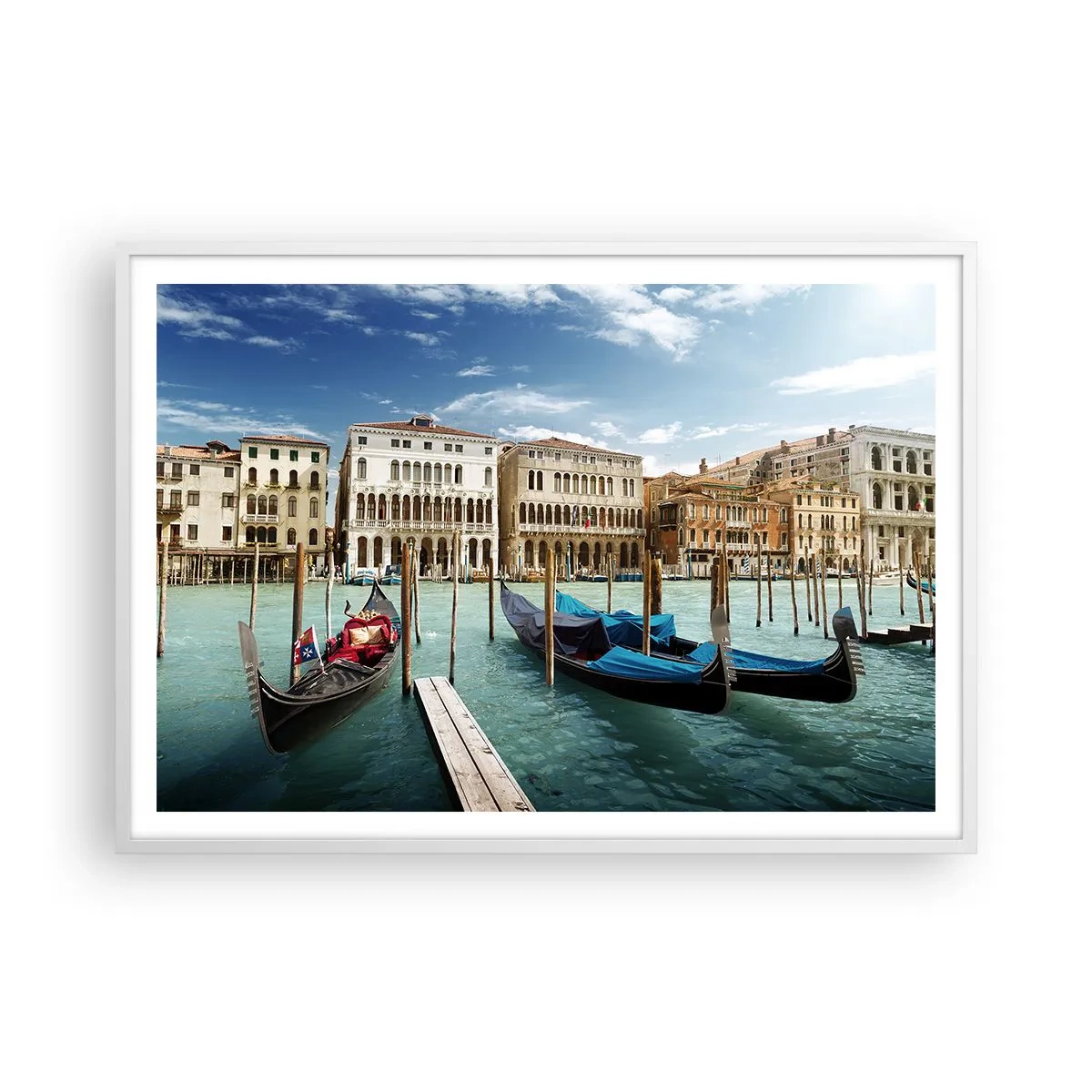 Poster in einem weißen Rahmen - Paläste in Blau - 100x70 cm