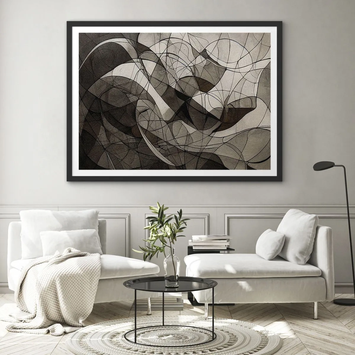 Poster in einem schwarzem Rahmen - Zirkulation von Erdfarben - 91x61 cm