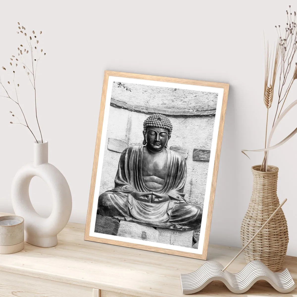 Poster in einem Rahmen aus heller Eiche - An der Quelle des Friedens - 70x100 cm