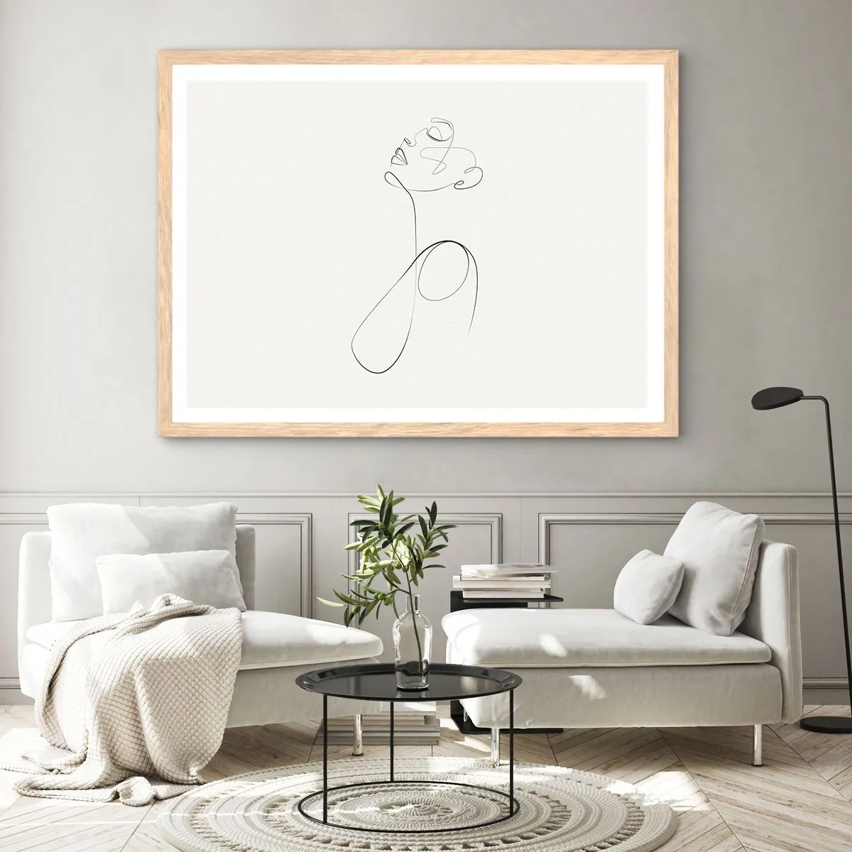 Poster in einem Rahmen aus heller Eiche - Versunken in Träumen - 50x40 cm