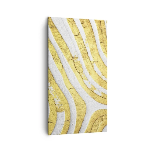 Bild auf Leinwand - Leinwandbild - Komposition in Weiß und Gold - 45x80 cm