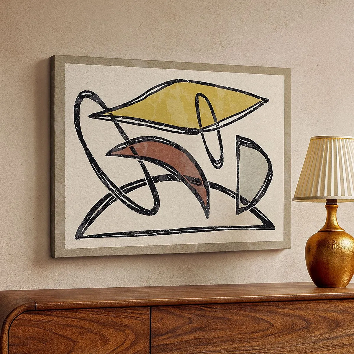 Bild auf Leinwand - Leinwandbild - Abstraktion mit geometrischen Formen und gedämpften Farben - 70x50cm - Vertikale und Horizontale - Moderne Wanddekoration für Wohnzimmer und Schlafzimmer ARTTOR