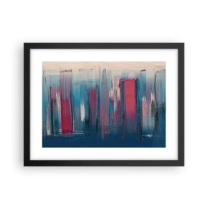 Poster in einem schwarzem Rahmen - Vertikale Komposition in Blau und Rot - 40x30 cm