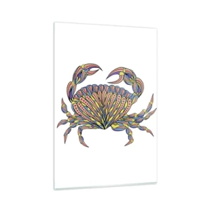 Glasbild - Bild auf glas - Bunte Krabbe im künstlerischen Stil - 80x120cm - Meeresschmuck - Moderne Wanddekoration für Wohnzimmer und Schlafzimmer ARTTOR