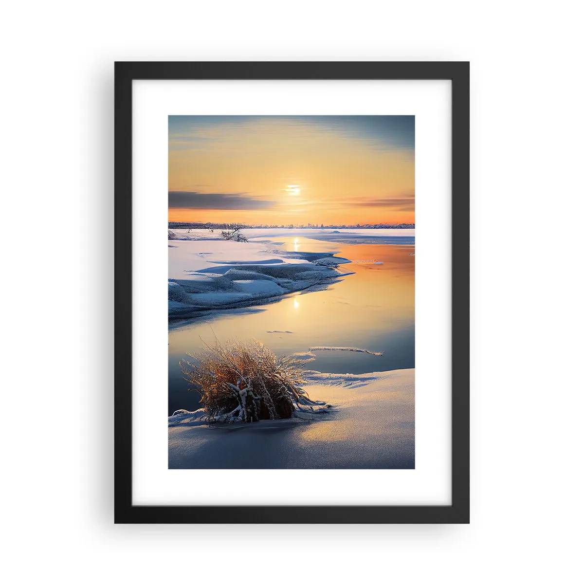 Poster in einem schwarzem Rahmen - Wintersonnenuntergang - 30x40 cm