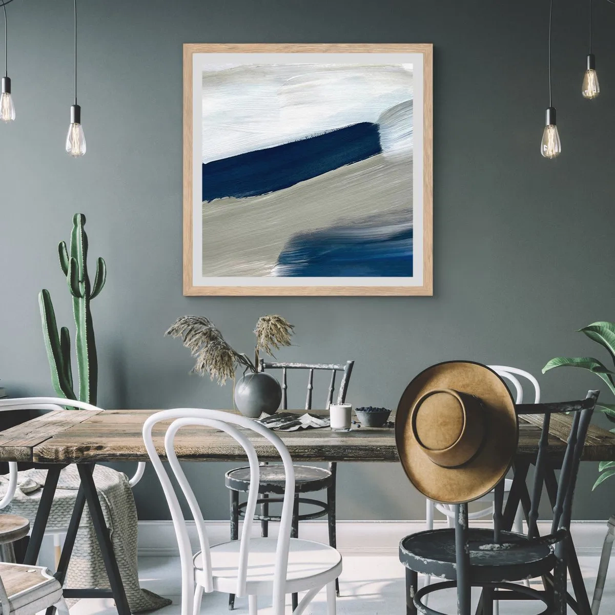 Poster in einem Rahmen aus heller Eiche - Begegnung mit dem Weißsein - 60x60 cm