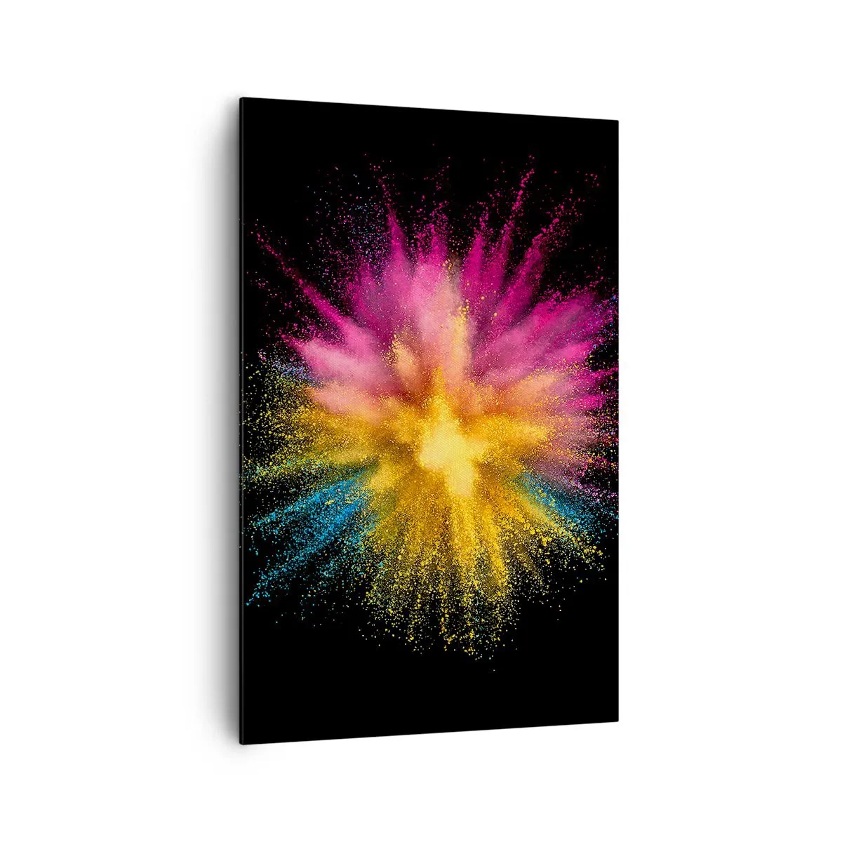 Bild auf Leinwand - Leinwandbild - Bunte Pulverexplosion auf schwarzem Hintergrund - 80x120cm - Die Geburt der Farben - Moderne Wanddekoration für Wohnzimmer und Schlafzimmer ARTTOR