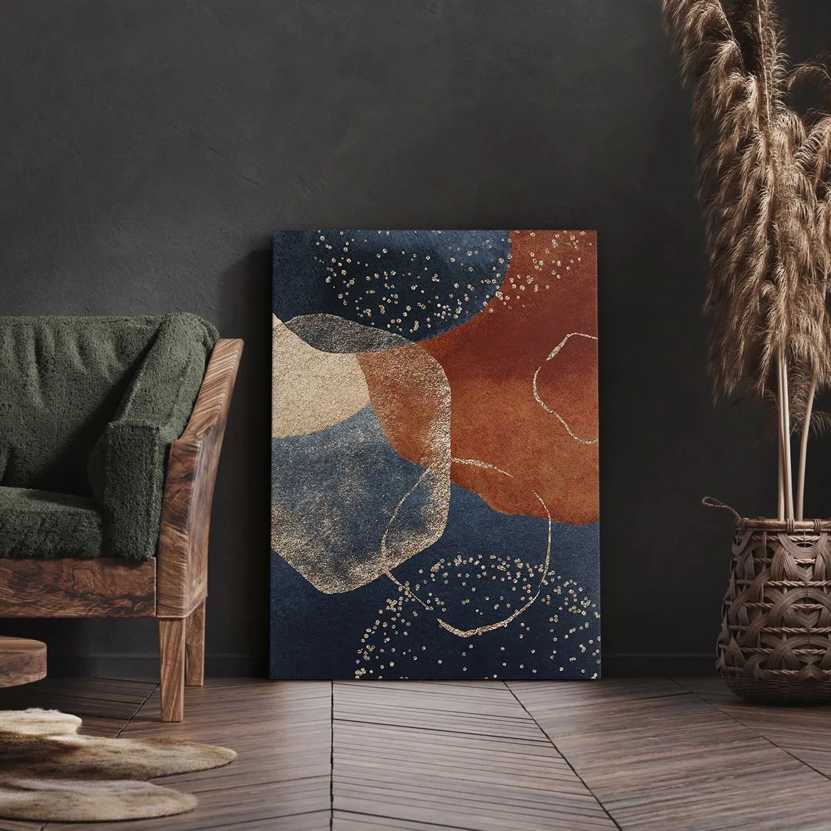 Bild auf Leinwand - Leinwandbild - Abstrakte Formen in Rot- und Blautönen - 70x100cm - Die Leichtigkeit des Seins - Moderne Wanddekoration für Wohnzimmer und Schlafzimmer ARTTOR