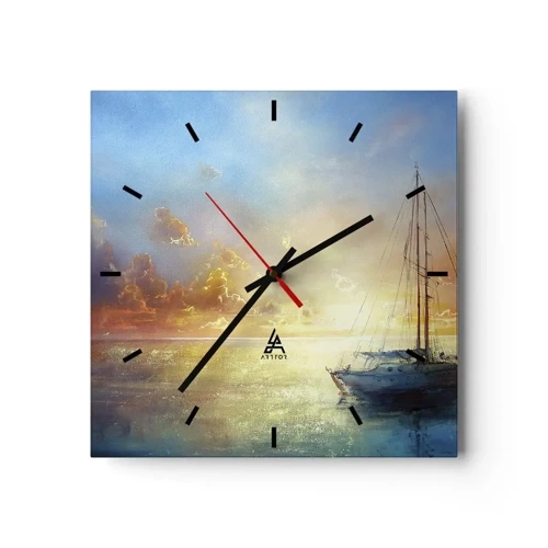 Wanduhr - Glasuhr - In einer goldenen Bucht - 40x40 cm