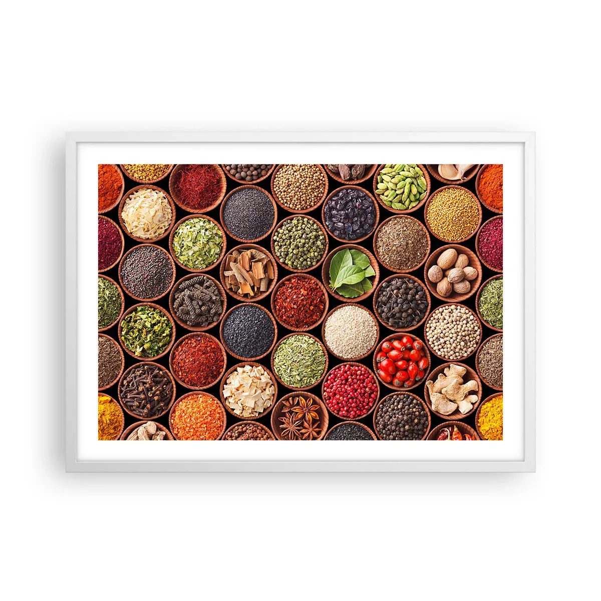 Poster in einem weißen Rahmen - Alle Aromen der Welt - 70x50 cm