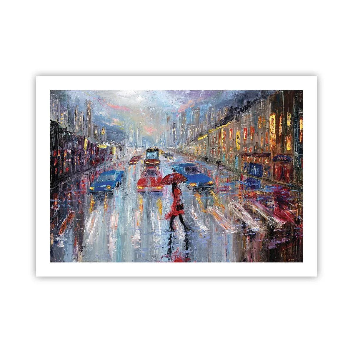 Poster - Regnerischer Nachmittag in der Stadt - 70x50 cm
