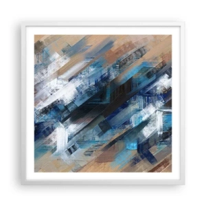 Poster in einem weißen Rahmen - Auf einer blauen Diagonale - 60x60 cm