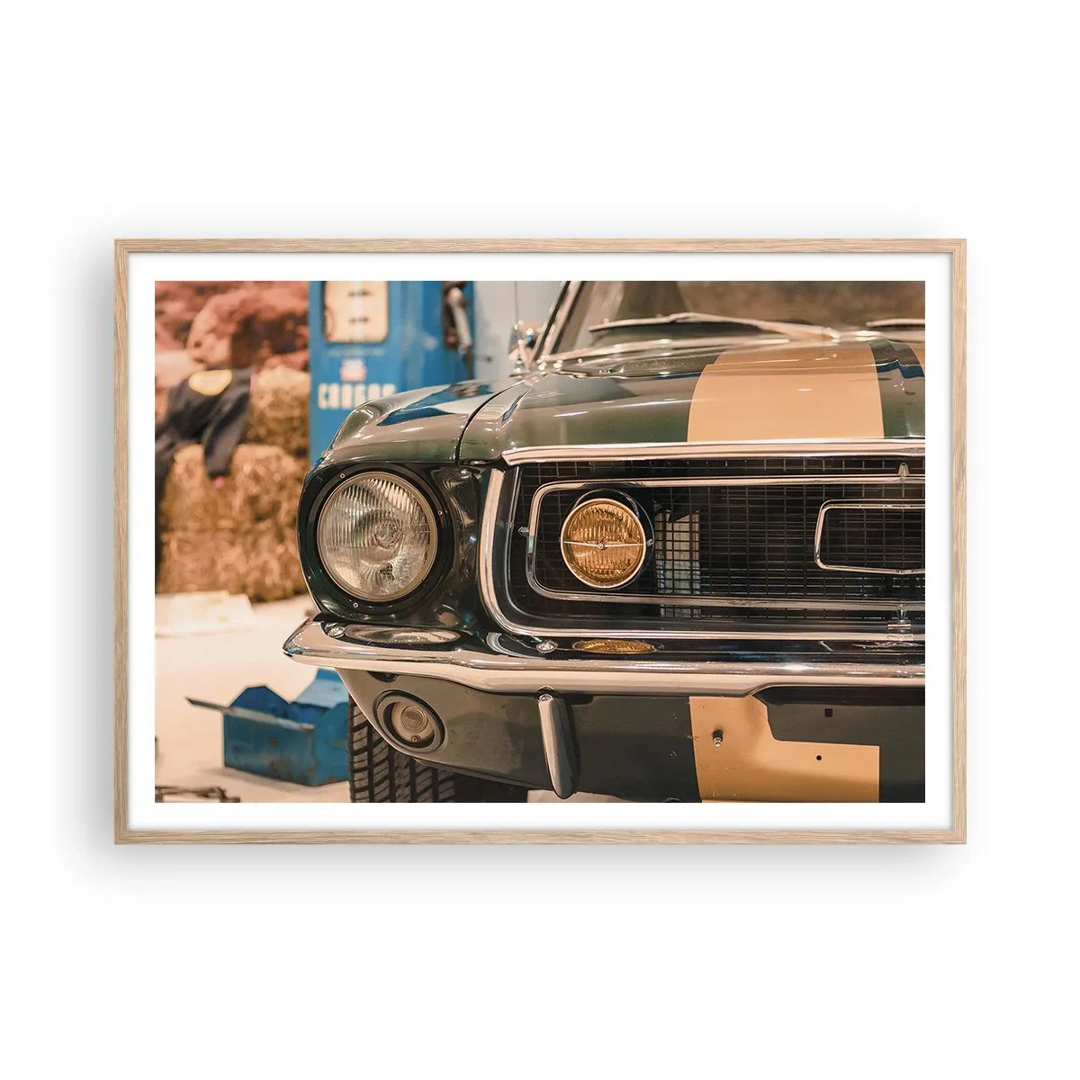 Poster in einem Rahmen aus heller Eiche - Treffen mit einer Legende - 100x70 cm