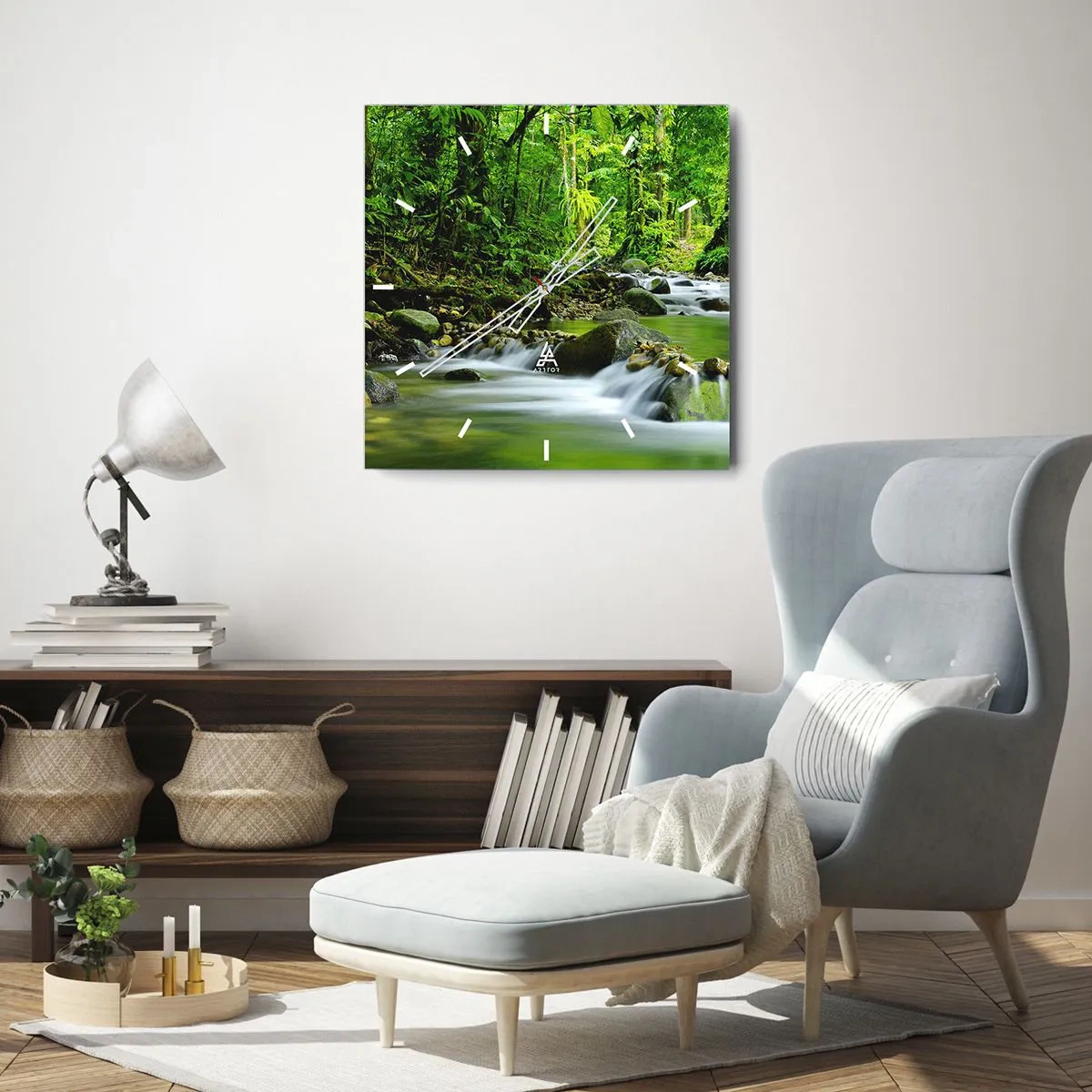 Wanduhr - Glasuhr - Schwimmen Sie in einem Meer aus Grün - 30x30 cm