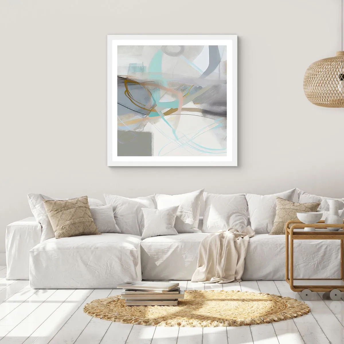 Poster in einem weißen Rahmen - Neblige Abstraktion - 50x50 cm