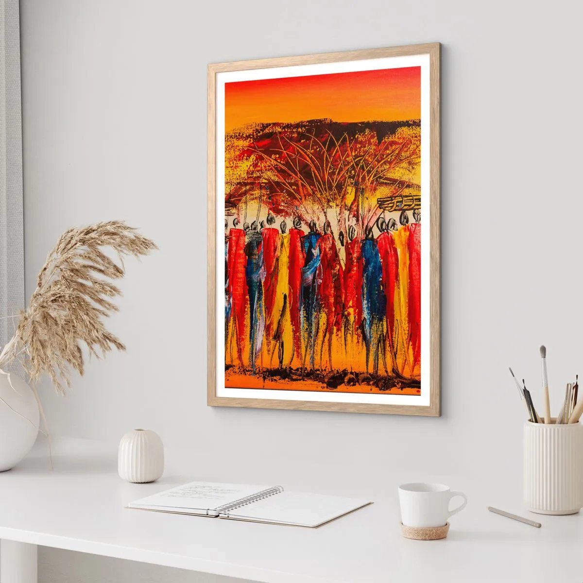 Poster in einem Rahmen aus heller Eiche - Dort, dort, dort gehen sie - 50x70 cm