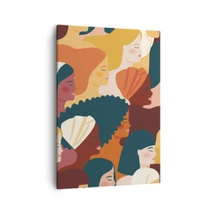 Bild auf Leinwand - Leinwandbild - Farbenfrohe Frauenprofile in verschiedenen Stilen - 50x70cm - Nur Weiblichkeit - Moderne Wanddekoration für Wohnzimmer und Schlafzimmer ARTTOR