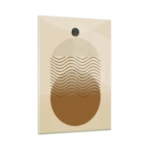 Glasbild - Bild auf glas - Geometrische Abstraktion mit Kreisen und Wellenlinien in warmen Farben. - 80x120cm - Zur Entstehung geometrischer Figuren - Moderne Wanddekoration für Wohnzimmer und Schlafzimmer ARTTOR