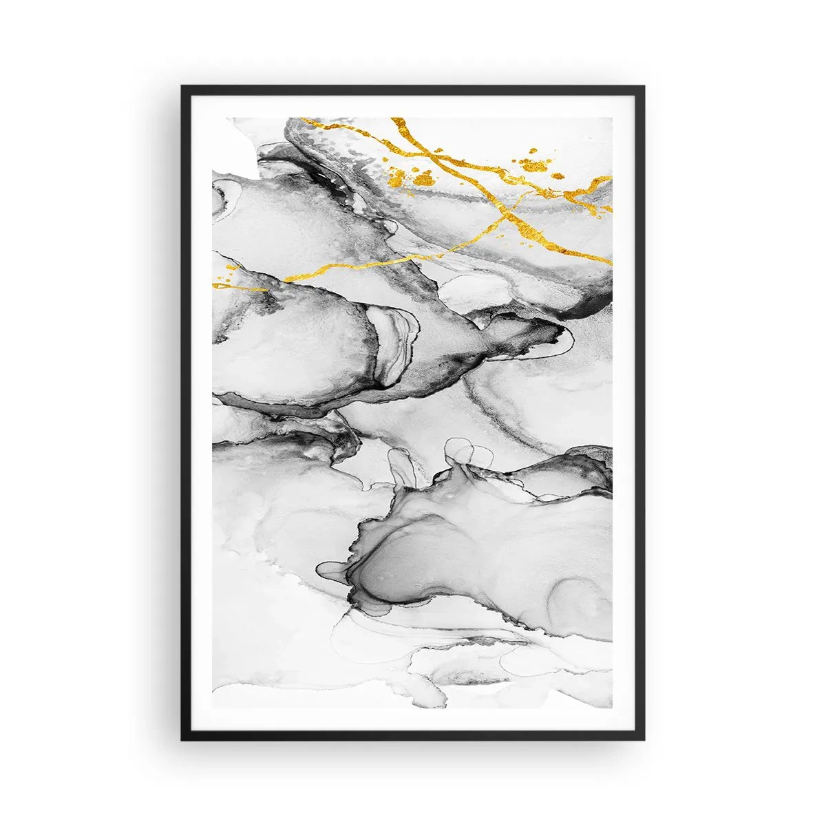 Poster in einem schwarzem Rahmen - Komposition mit Goldmotiv - 70x100 cm